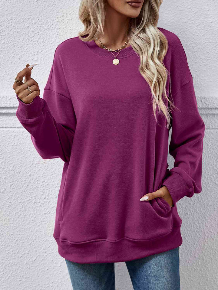 Dropped Shoulder Sweatshirt with Pockets