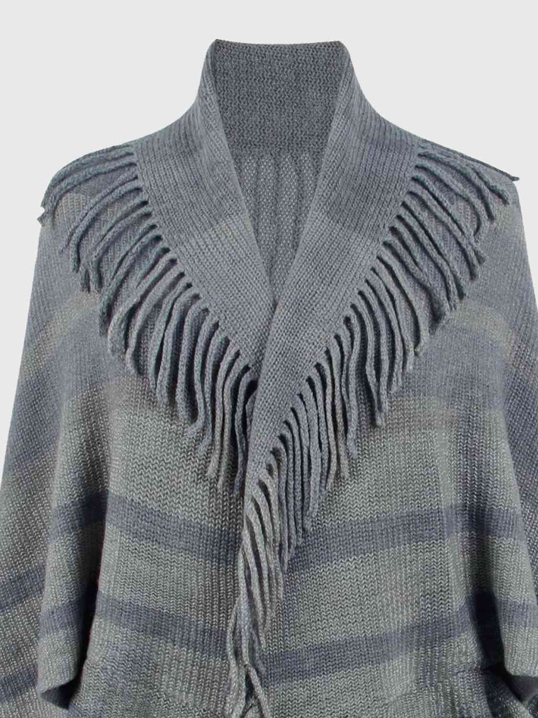 Fringe Detail Open Front Poncho