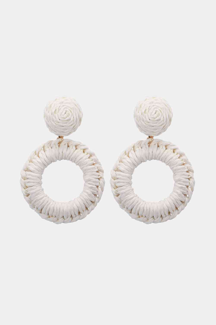 Round Shape Raffia Grass Dangle Earrings