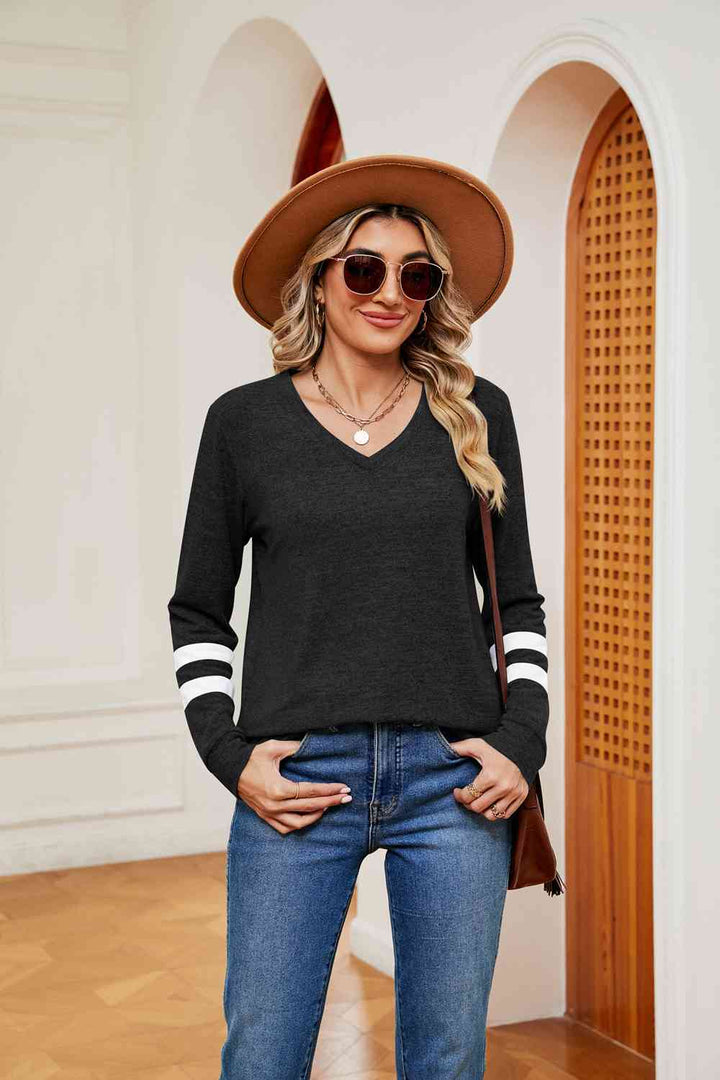 V-Neck Long Sleeve T-Shirt