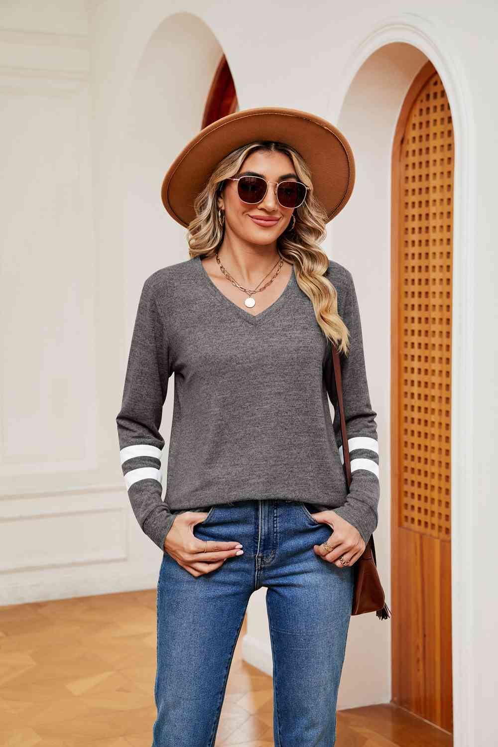 V-Neck Long Sleeve T-Shirt