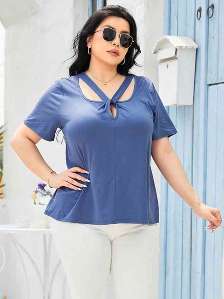 Plus Size Cutout Short Sleeve Top