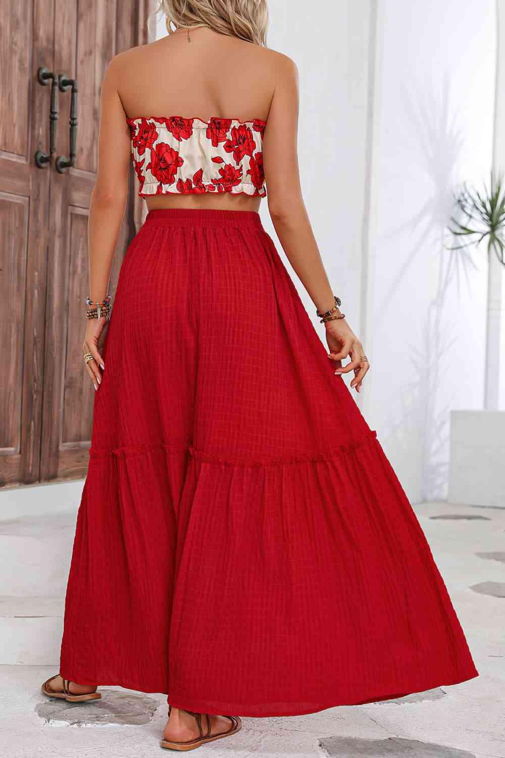 Floral Tube Top and Maxi Skirt Set