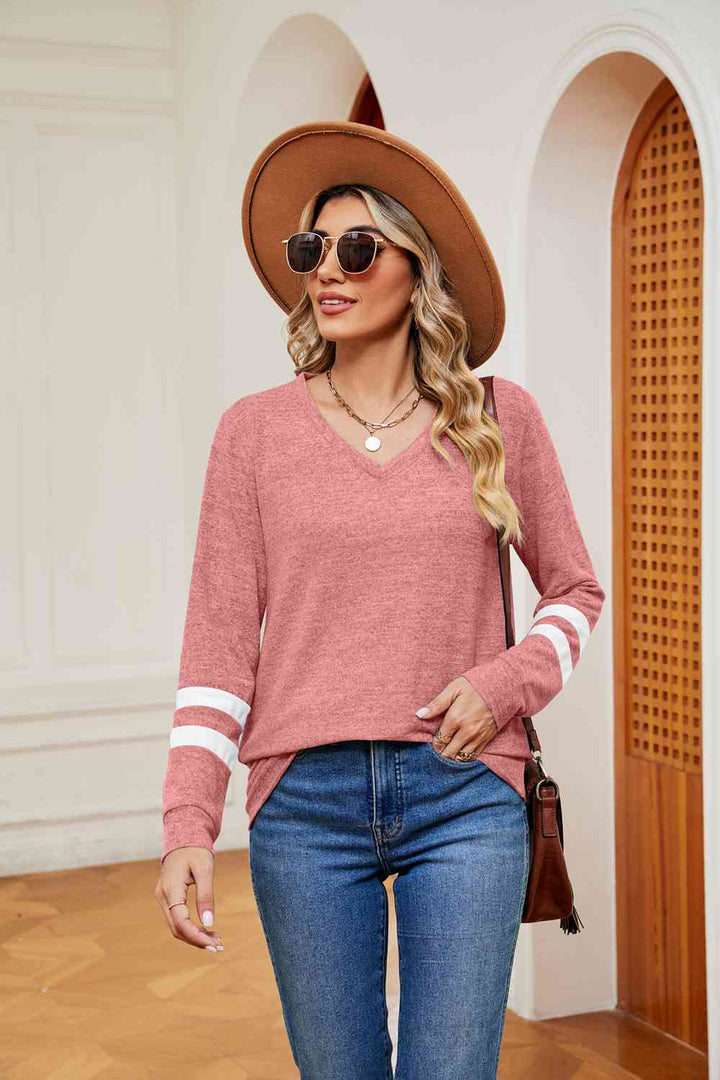 V-Neck Long Sleeve T-Shirt